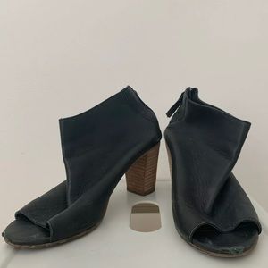 Dune London Joyful Black Leather Booties Size 10